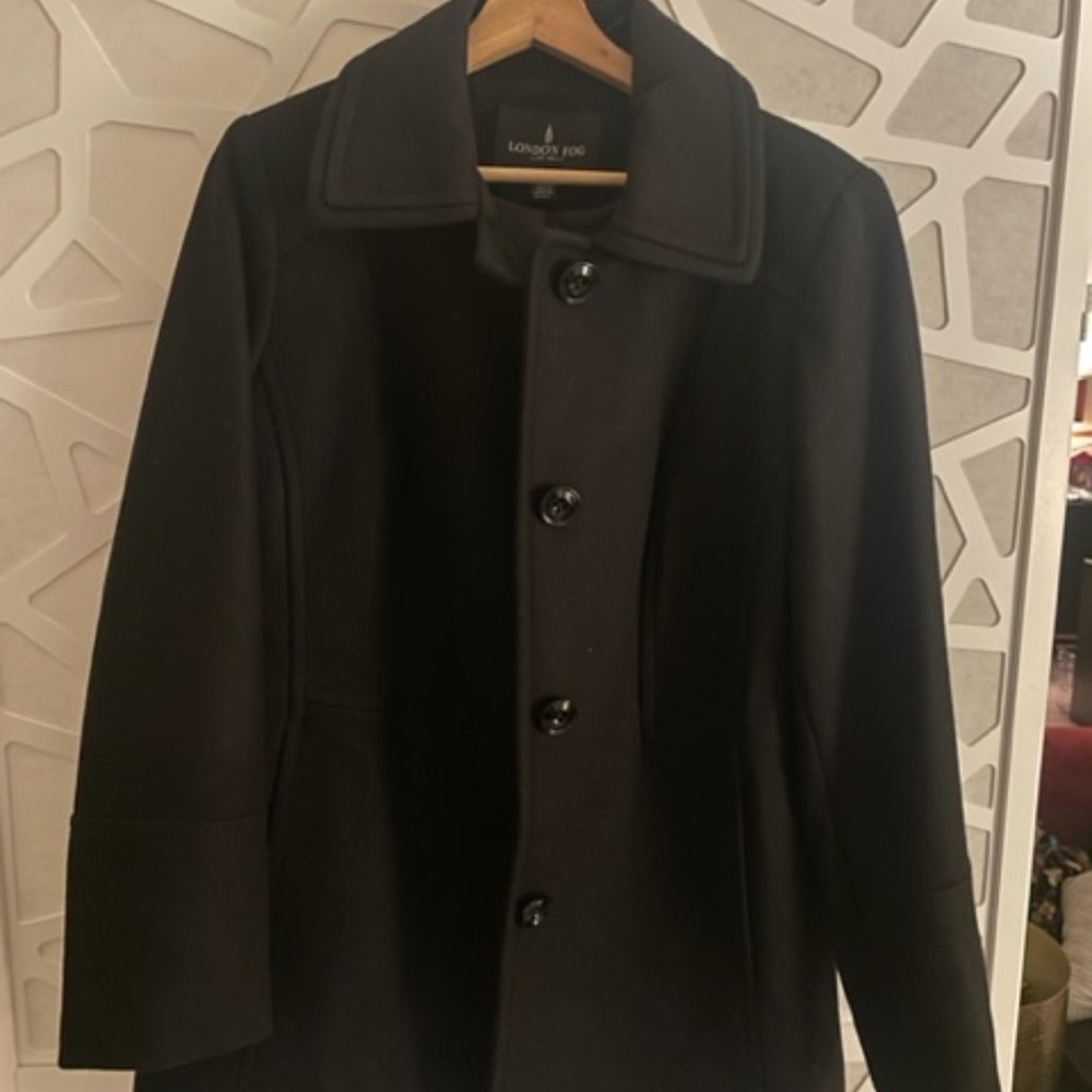 New London Fog Black Peacoat